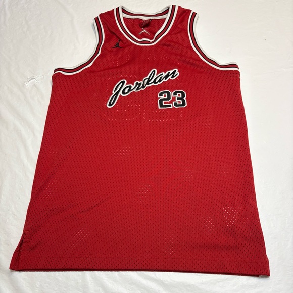 Vintage Jordan Brand NBA Chicago Bulls Michael Jordan #23 Red Jersey Mens Small